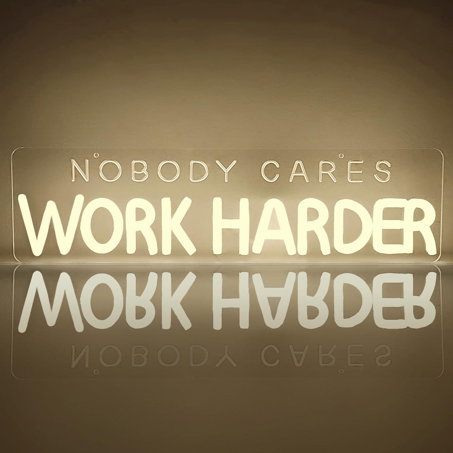 Nobody Cares Work Harder Neon  - đánh giá và giá Home Gym Neon Sign