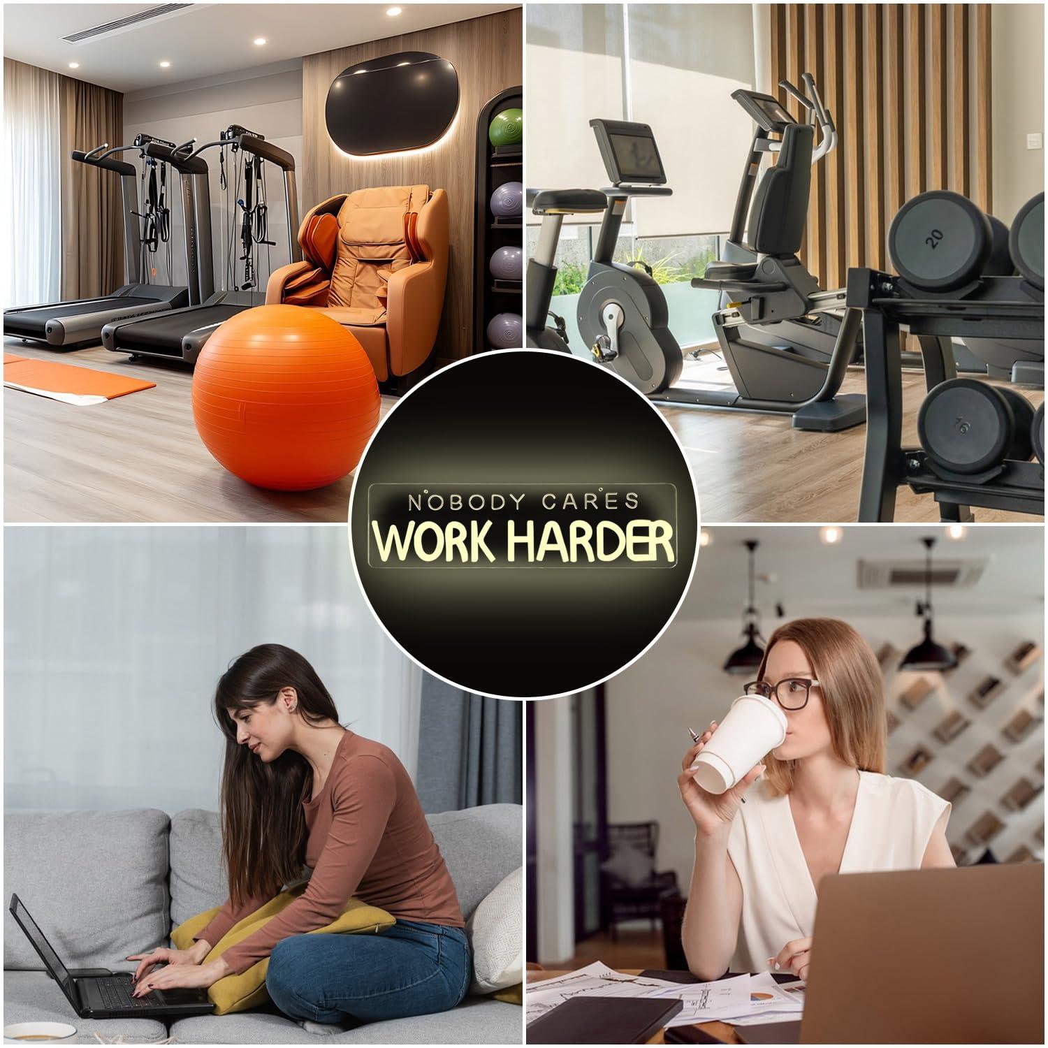 Nobody Cares Work Harder Neon  - đánh giá và giá Home Gym Neon Sign